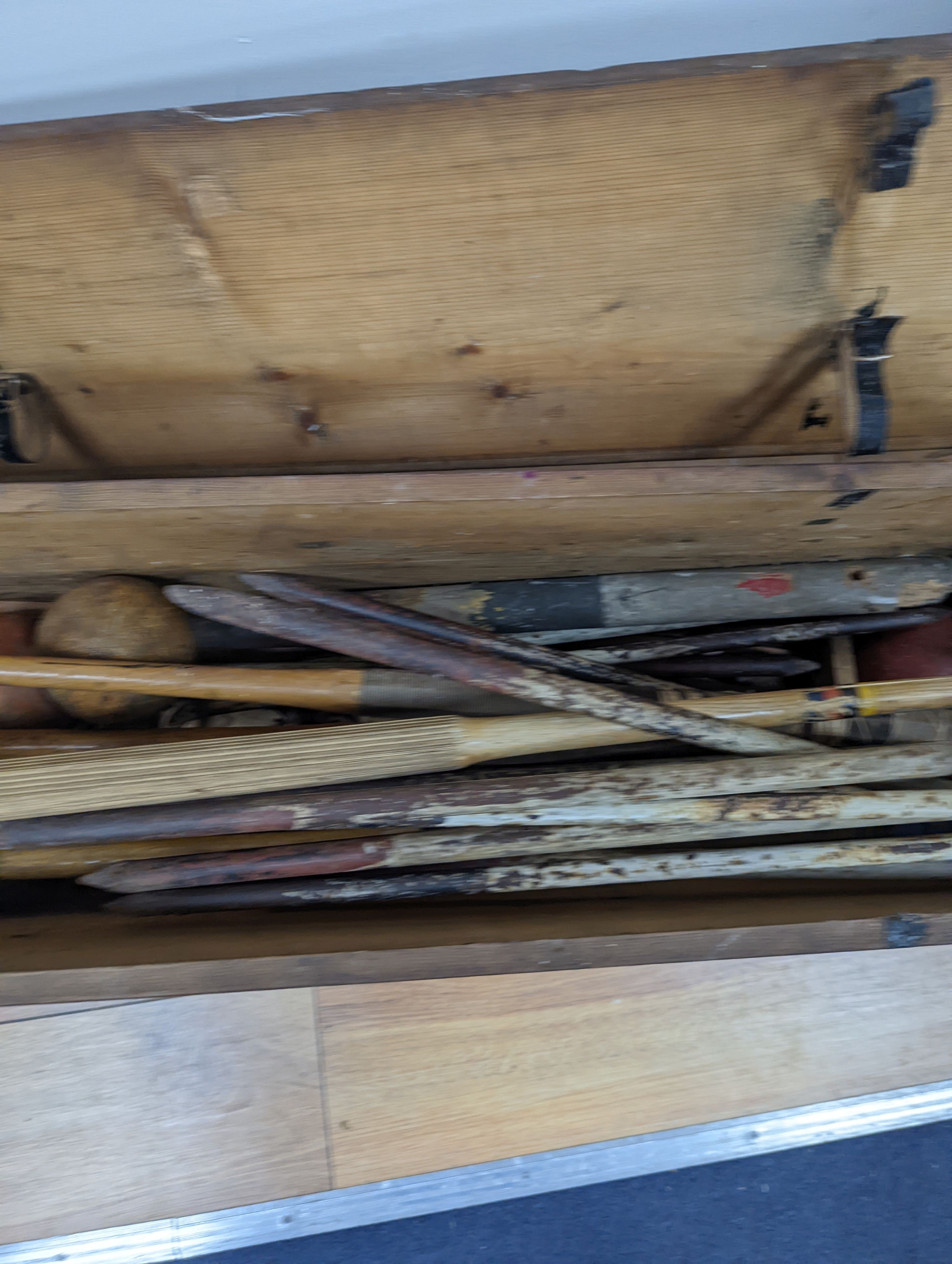 A vintage croquet set in original box